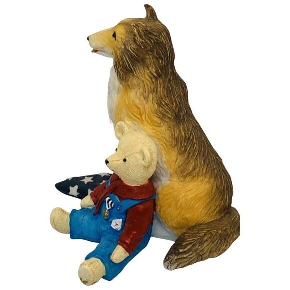 Vintage Sarah’s Attic American Flag Purple Heart Patriotic Brown Bear Figurine - Picture 6 of 11